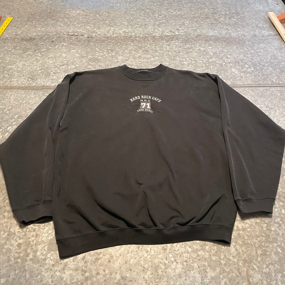 Vintage Y2K Hard Rock Cafe HRC 71 Pullover Sweatshirt Mens XL Black Embroidered - Picture 2 of 9